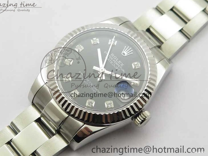278271 Datejust Maker Edition Best SS Oyster BP 31mm Bracelet Black on Crystal Dial 1223